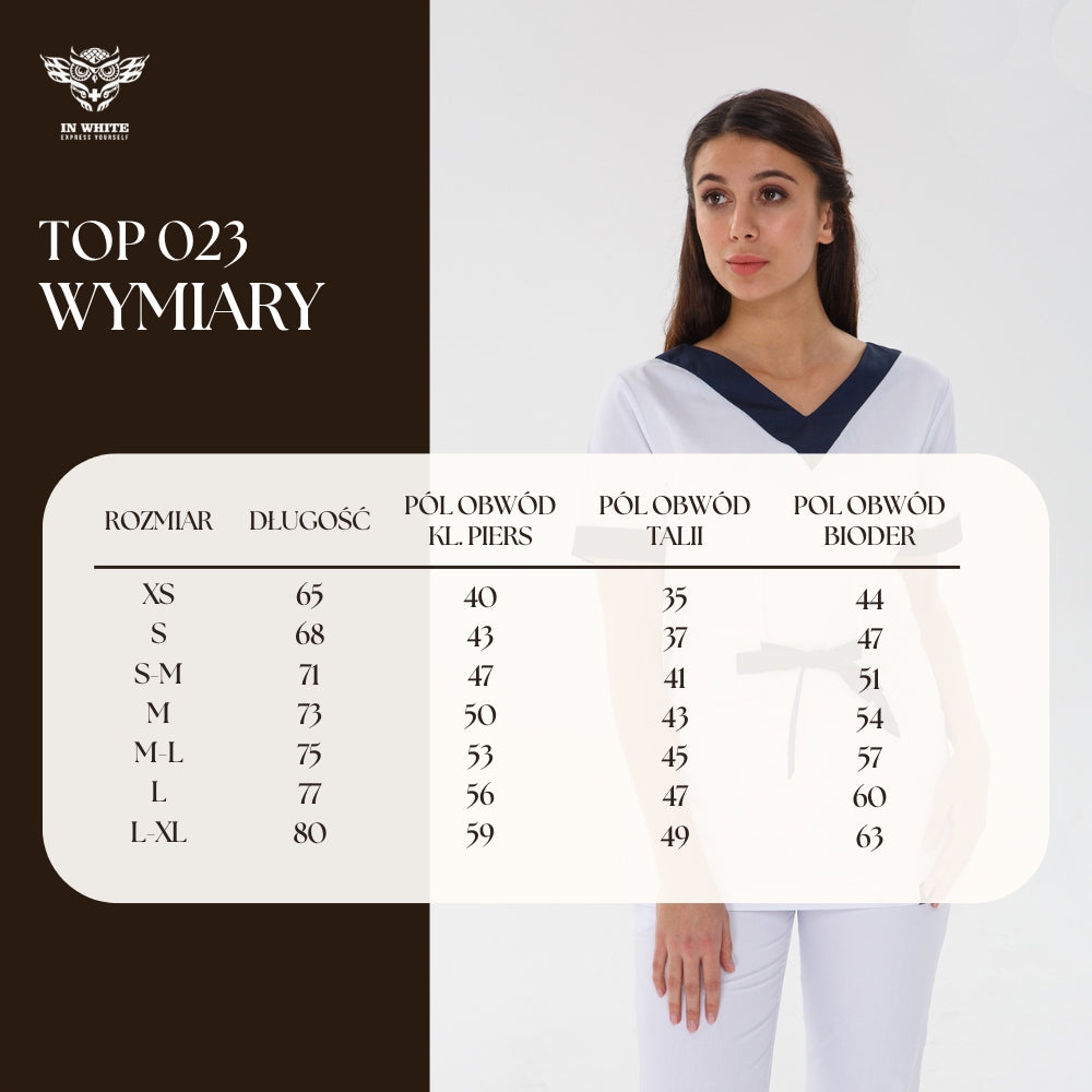 Top medyczny 23 — Biały/Granatowy