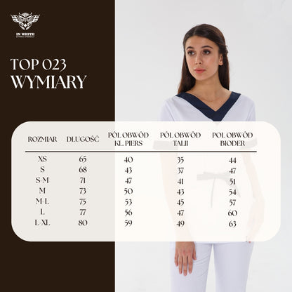 Top medyczny 23 — Biały/Granatowy