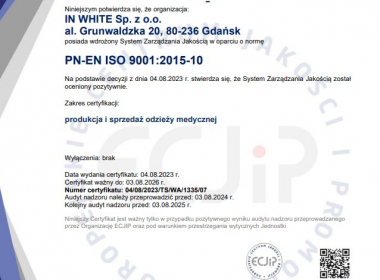 Компанія InWhite отриала сертифікат якості ISO