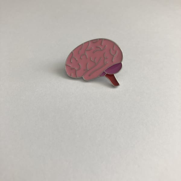 Brosche "Gehirn" rosa Emaille