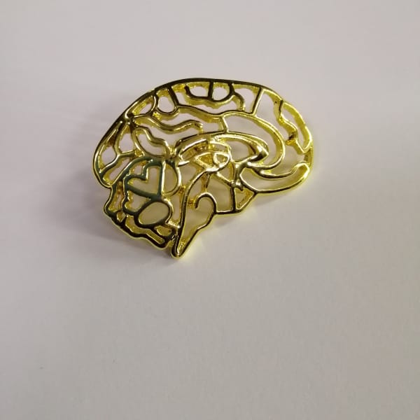 Brosche "Gehirn" Metall, Gold